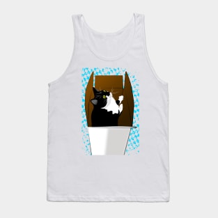 Cute Tuxedo Cat in a box Copyright TeAnne Tank Top